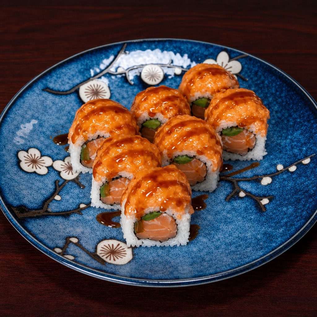 Spicy Salmon Deluxe Roll.