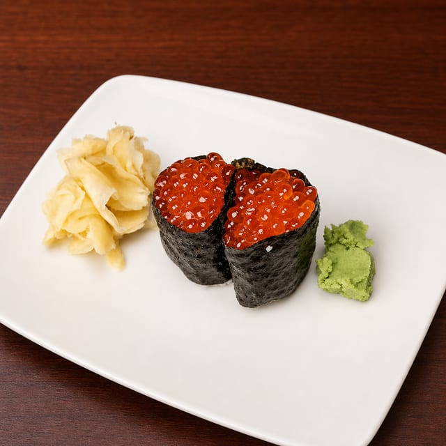 Ikura (Salmon Roe) Nigiri.
