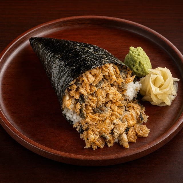 Salmon Skin Hand Roll.
