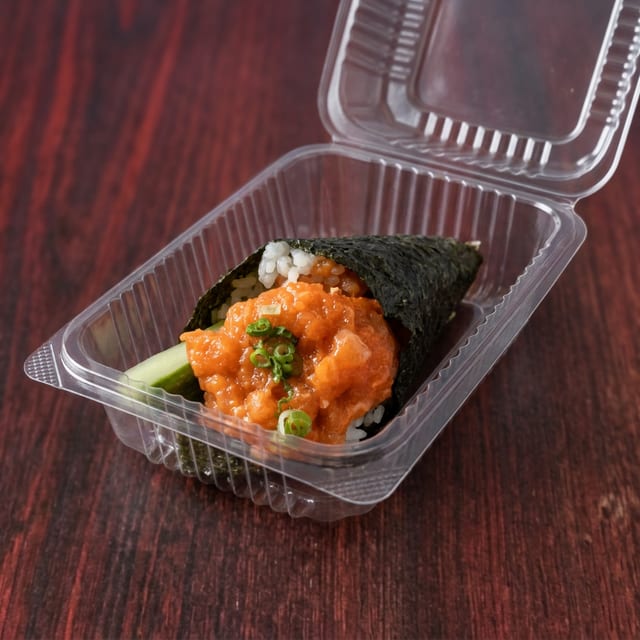 Spicy Salmon Hand Roll.
