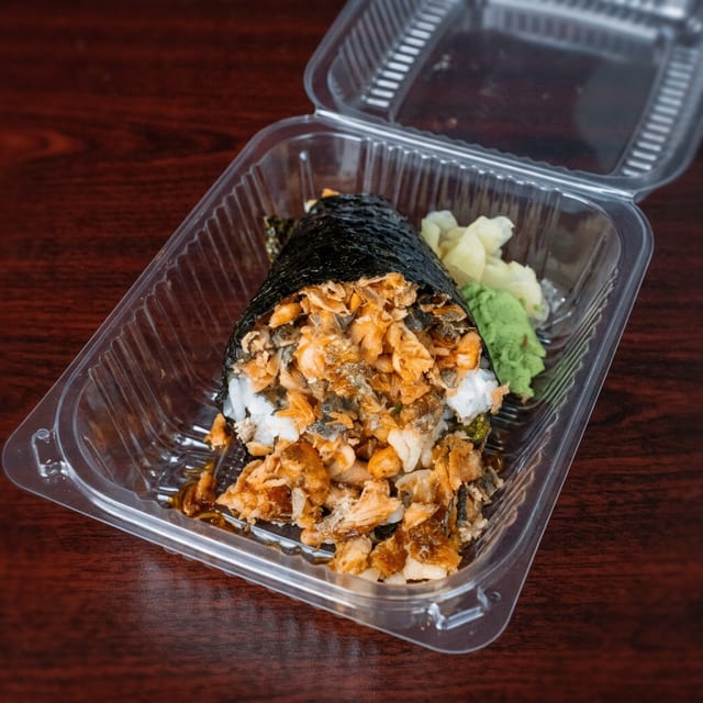 Salmon Skin Hand Roll.