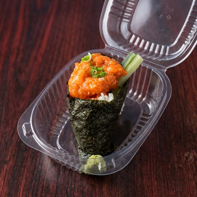 Spicy Salmon Hand Roll.