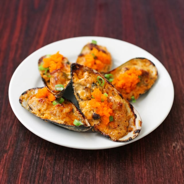 Baked Green Mussels.