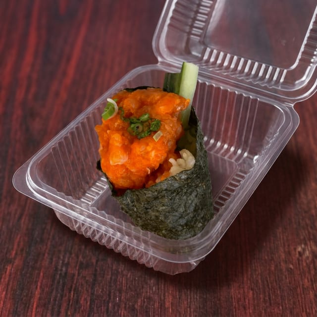 Spicy Salmon Hand Roll.
