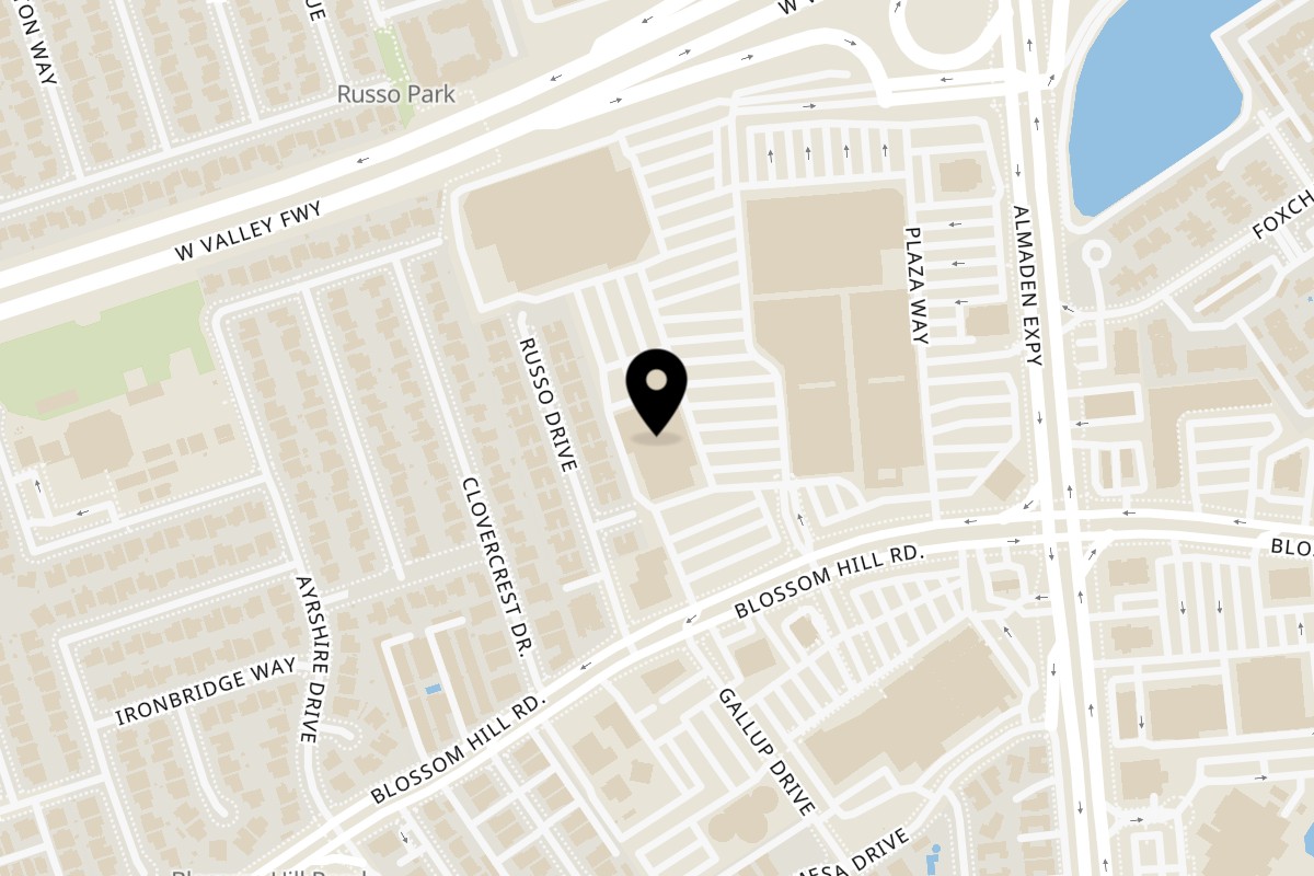 Map showing the location of Akita Sushi Gourmet Inc San Jose on 5353 Almaden Expressway in San Jose