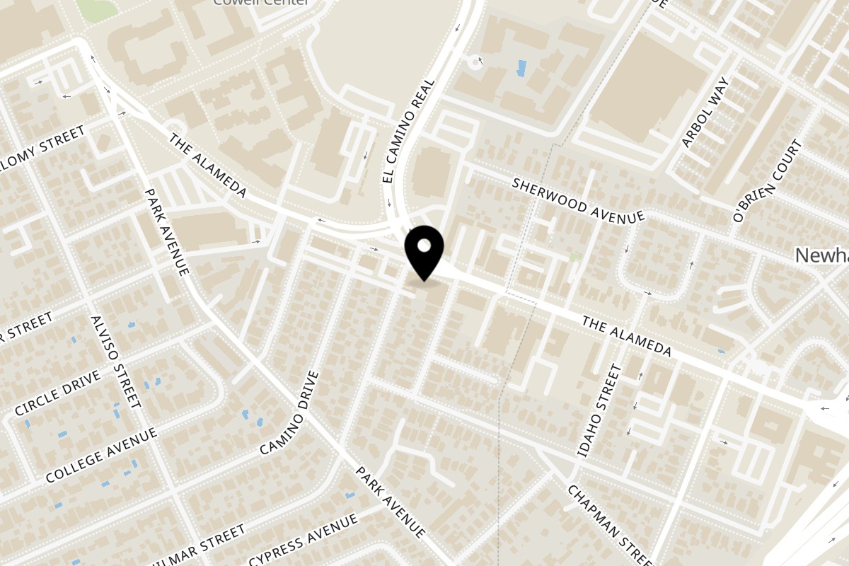 Map showing the location of Akita Sushi Gourmet Inc Santa Clara on 2251 The Alameda in Santa Clara